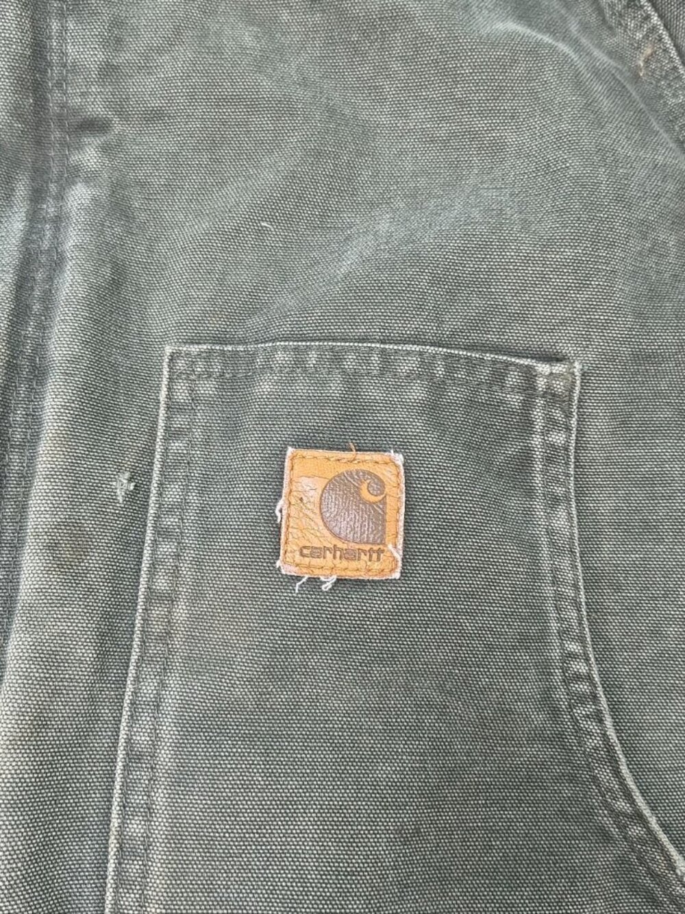 Vintage Carhartt J22 Mos Green Canvas Jacked Sunfaded Distressed Medium - Picture 6 of 13